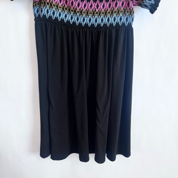 TORRID BLACK EMBROIDERED JESERY OFF SHOULDER SKATER DRESS BLACK SIZE 2 - Picture 4 of 12